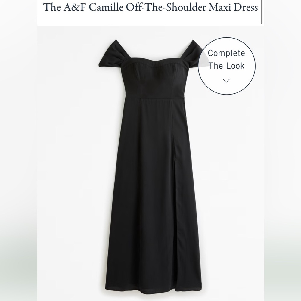 Abercrombie & Fitch Black Off-Shoulder Petite Maxi Dress. XXSP